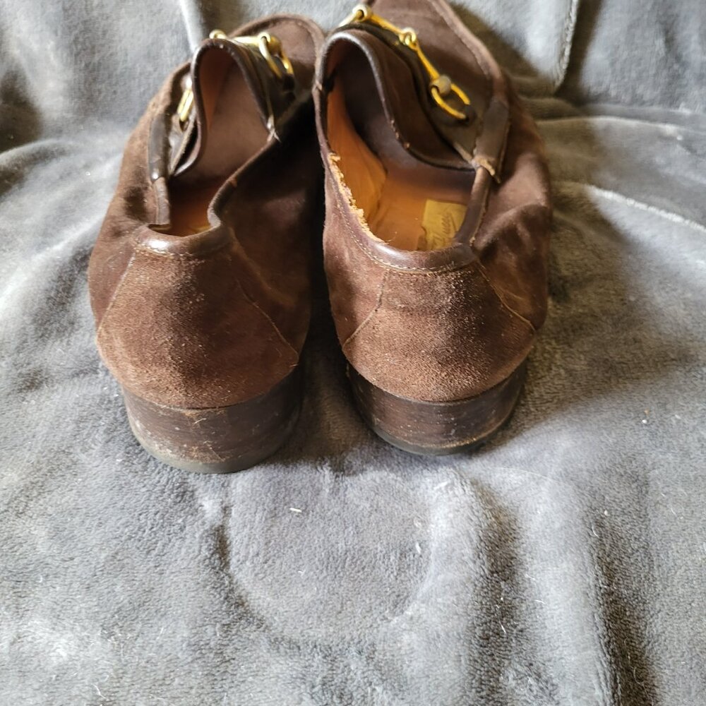 Vintage 1970's Gucci Men's  Leather Horsebit suede casual Loafers - Picture 9 of 9